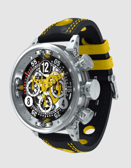 Review High Quality B.R.M Replica Watches For Sale BRM Racing V12-46-SA Yellow Skeleton Chronograph